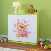 Komody dla dzieci - KocotKids Komoda do pokoju dziecięcego, babydreams, miś z motylkami, 81 cm, zielona - miniaturka - grafika 1