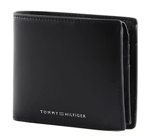Tommy Hilfiger Męskie TH nowoczesne skórzane portfele z klapką i monetami, czarne, jeden rozmiar, Czarny - Portfele - miniaturka - grafika 1