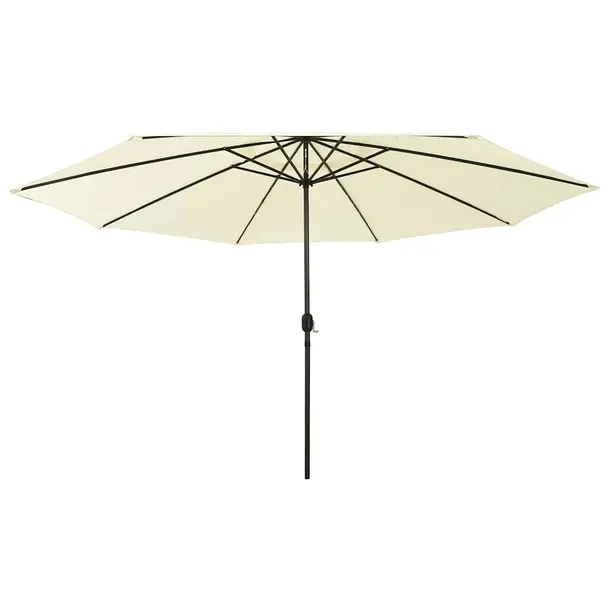 Parasol ogrodowy LED z mechanizmem korbkowym, 400x248 cm, kolor piaskowy