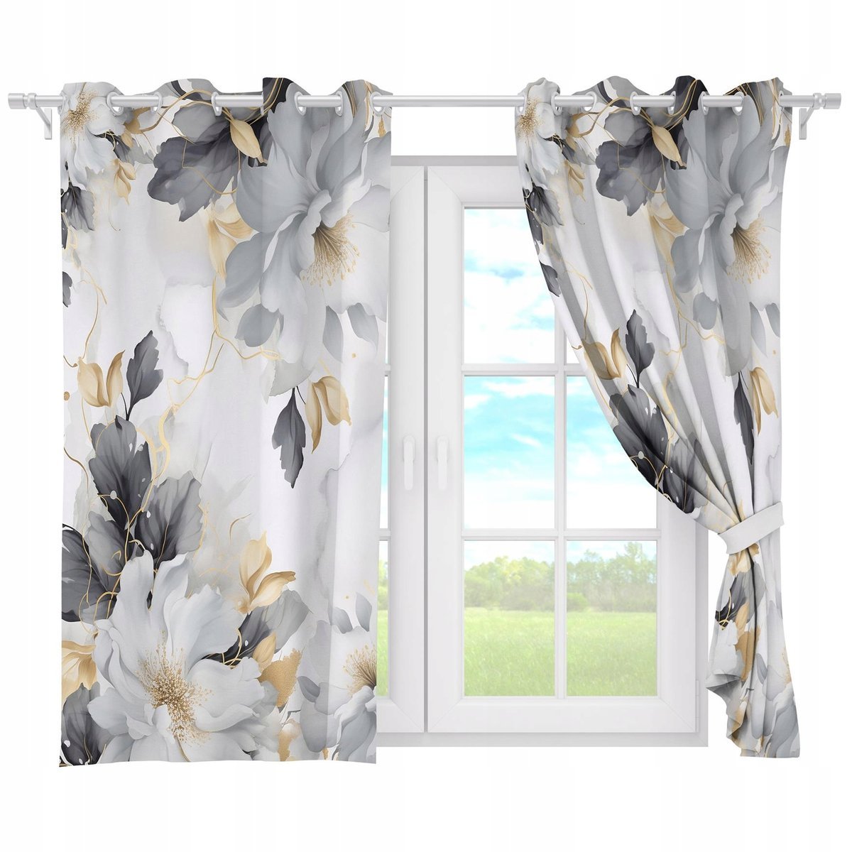 ZASŁONY GOTOWE NA PRZELOTKACH KRÓTKIE 140x160 ZASŁONA PRZELOTKI WZÓR 225