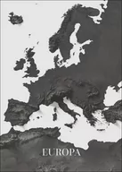Plakaty - Europa mapa czarno biała Afryka - plakat Wymiar do wyboru: 50x70 cm - miniaturka - grafika 1
