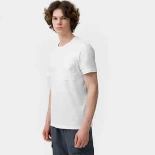 Męski t-shirt basic 4F 4FSS23TTSHM297 - biały - Koszulki sportowe męskie - miniaturka - grafika 1