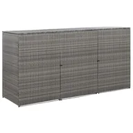 Kosze na śmieci - vidaXL Osłona na 3 kosze na śmieci, antracyt, 229x78x120 cm, rattan PE vidaXL - miniaturka - grafika 1
