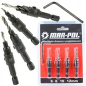 Wiertła - MAR-POL ZESTAW KOMPLET WIERTEŁ Z POGŁĘBIACZEM 4 SZTUK DO DREWNA M22334 - miniaturka - grafika 1