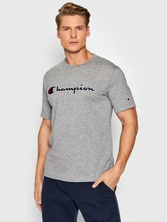 Koszulki męskie - Champion T-Shirt Script Logo 216473 Szary Comfort Fit - grafika 1