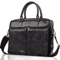 Torby męskie - Torba skórzana na ramię na laptopa 17" SOLIER czarna - miniaturka - grafika 1