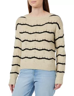 Vila Damski sweter z dzianiny Vipolana Ls Boatneck Glitter Knit Top/Su, brązowy, M - Swetry damskie - miniaturka - grafika 1