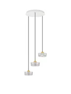 Lampy sufitowe - ESPINAR LE44498 Trzyramienna lampa wisząca LED o cylindrycznym kształcie z przezroczystym akrylowym kloszem i złotą oprawą Elegancka lampa do salonu - miniaturka - grafika 1
