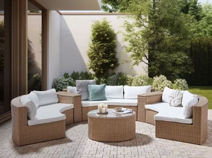 Zestaw ogrodowy z technorattanu 9-osobowy beżowy SEVERO - Meble ogrodowe - miniaturka - grafika 3