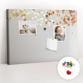 Tablice i flipcharty - Szkolna Tablica korkowa 60x40 cm, Kolorowe Pinezki, wzór Gwiazdy - miniaturka - grafika 1