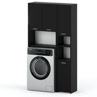 Szafki łazienkowe - Zestaw Łazienkowy Mały Hugo Szafka Nad Pralkę I Słupek Czarny Mat - miniaturka - grafika 1