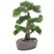 Sztuczne kwiaty - Emerald Eternal Green Emerald Sztuczny cedr bonsai w brązowej donicy, 45 cm - miniaturka - grafika 1