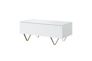 Stolik kawowy Scalia 120 2K ze schowkiem - biały mat / złote nogi - Ławy i stoliki kawowe - miniaturka - grafika 1