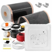 Ogrzewanie podłogowe - Folia grzewcza na podczerwień MISSION AIR Black Silver PTC 160W-m2 10m² szer. 50cm + regulator Aries Biały | Bezpłatny transport - miniaturka - grafika 1