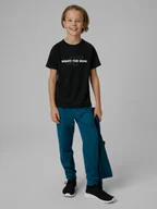 Koszulki dla chłopców - 4F Koszulka sportowa szybkoschnąca chłopięca - czarna 158/164 (12-14 lat) - miniaturka - grafika 1