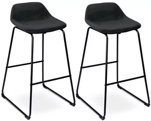 Krzesło barowe SLIGO aksamitne czarne VELVET komplet 2 sztuk - Taborety i hokery - miniaturka - grafika 2