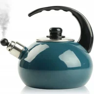 Czajniki na gaz - CZAJNIK EMALIOWANY NOWOCZESNY TURKUSOWY Z GWIZDKIEM STAL 2,5 L INDUKCJA GAZ - miniaturka - grafika 1