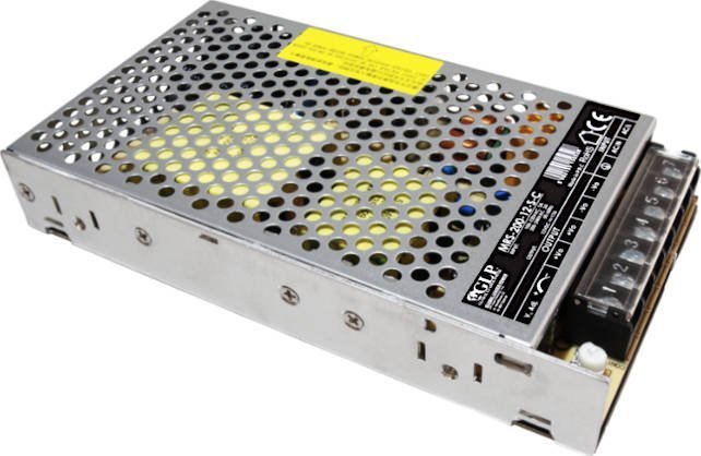 MRS-200-12-S-C: GLP: 12V/17A/204W enclosed PSU, Uin = 90-132VAC / 180-264VAC / 240-373VAC, Cover ...