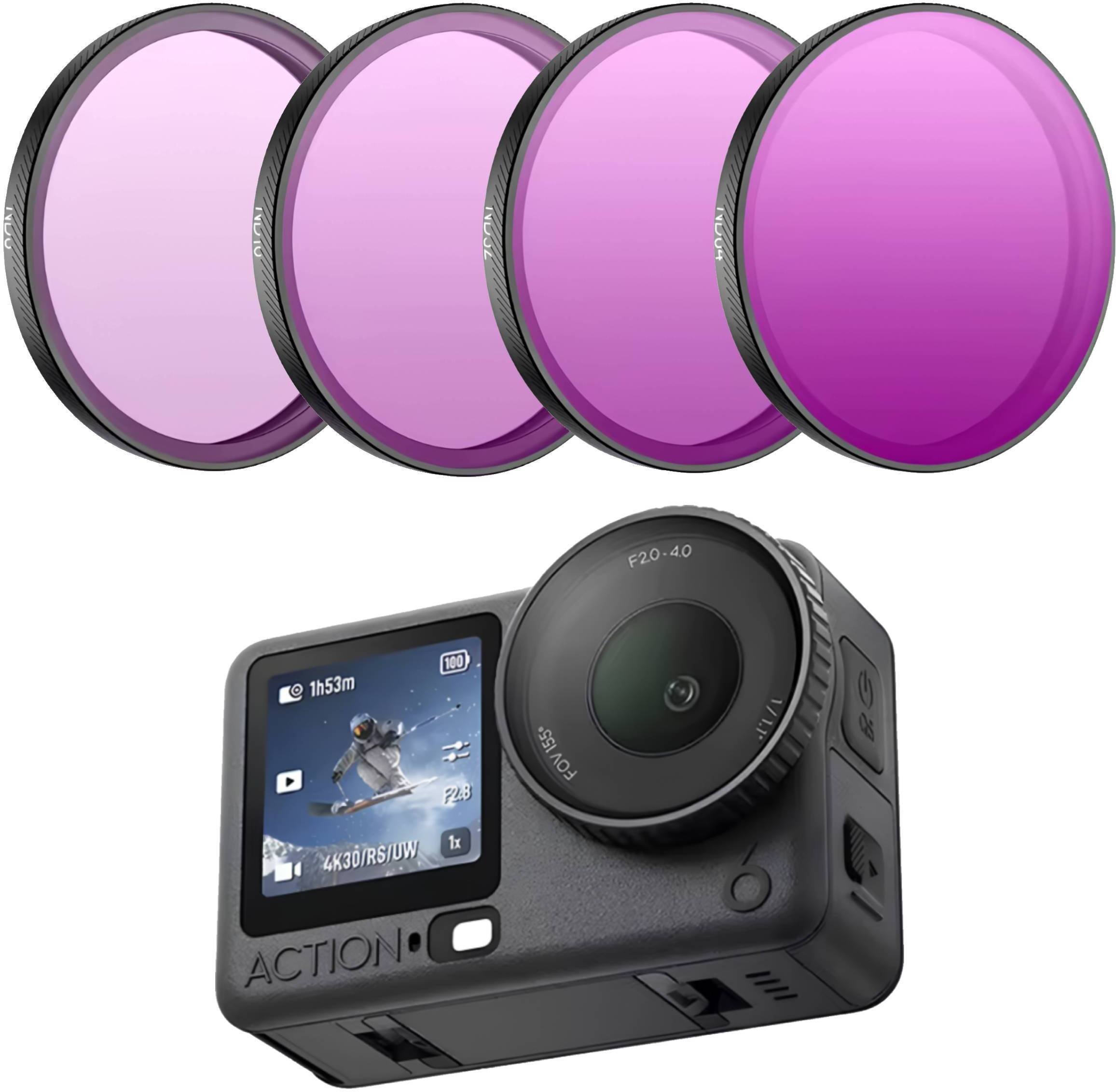 Filtr SunnyLife ZESTAW 4 FILTRÓW SZARYCH DO KAMERY DJI OSMO ACTION 6 - ND8 / ND16 / ND32 / ND64
