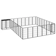 Sprzęt podróżny i transportery dla psów - vidaXL Kojec dla psa, 34 paneli, czarny, 50x100 cm, stal - miniaturka - grafika 1