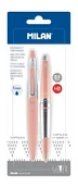 Długopisy - Blister 1 Długopis Niebieski i 1 Uchwyt 0,5 mm Capsule Silver MILAN - Pastelowy różowy - miniaturka - grafika 1
