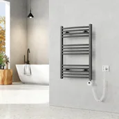 Ręczniki - EMKE Elektryczny grzejnik łazienkowy Zakrzywiony grzejnik łazienkowy Elektryczny z termostatem, suszarka do ręczników z elementem grzejnym, antracyt, 75x50cm, 292W - miniaturka - grafika 1