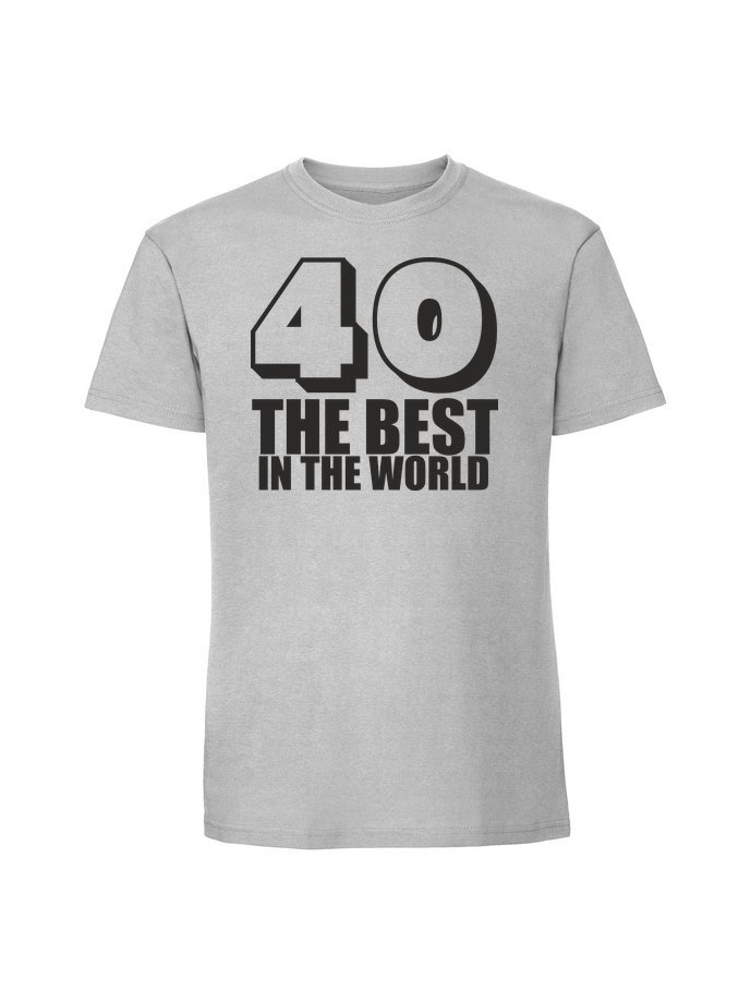 Męska koszulka z nadrukiem -40 The best in the world Pastelowy szary 3XL