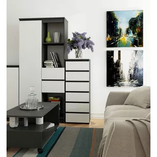 KOMODA CL6 GRAFIT SZARY / BIAŁA - Komody - miniaturka - grafika 3