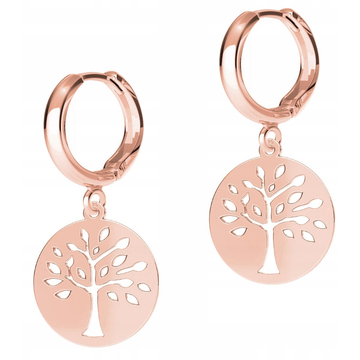 Kolczyki Pozłacane Drzewo Drzewko Życia Okrągła Blaszka Ażur SREBRO 925