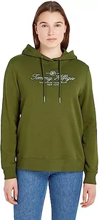 Tommy Hilfiger Damska bluza z kapturem Regular Hilfiger Script, Umieszczenie zielonego, M - Bluzy damskie - miniaturka - grafika 1