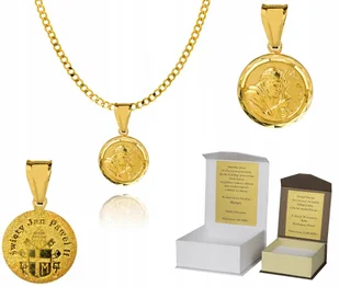 Złoty łańcuszek srebro Św. Jan Paweł II 45 cm DEDYKACJA P4M33 - Biżuteria dla dzieci - miniaturka - grafika 1