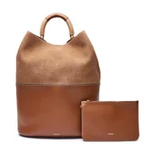 Torebki damskie - Furla Shopperka + saszetka FURLA SFERA M 32 | zamsz - miniaturka - grafika 1