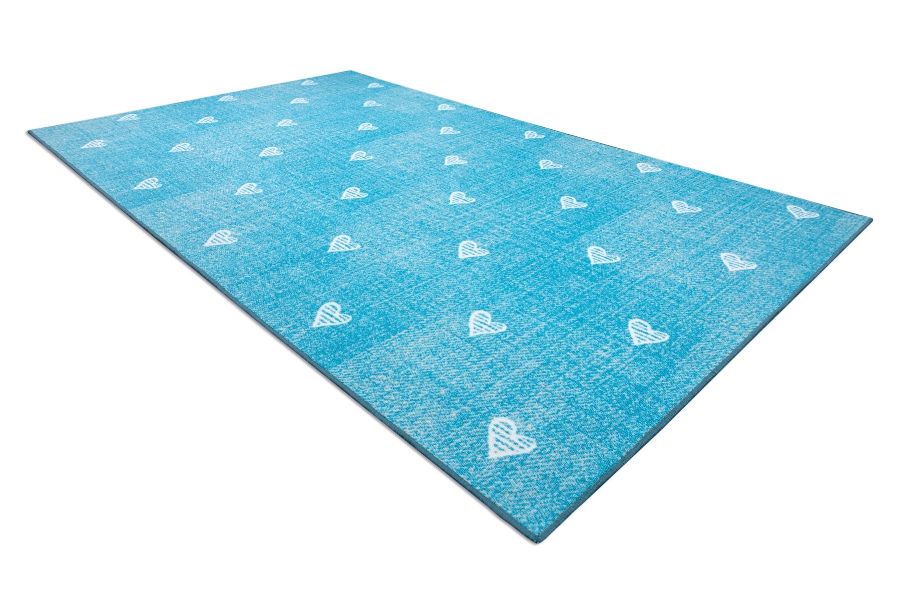 Dywan dla dzieci HEARTS Jeans przecierany serca, serduszka, dziecięcy - turkus niebieski 300x300 cm