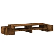 Akcesoria do monitorów - vidaXL Podstawa pod monitor z miejscem do przechowywania dąb wędzony 100x27x15 cm - miniaturka - grafika 1
