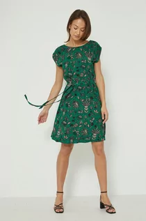 Sukienki - Medicine sukienka kolor zielony mini rozkloszowana - grafika 1