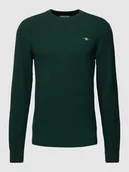 Swetry męskie - Sweter z dzianiny z wyhaftowanym logo - miniaturka - grafika 1