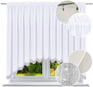 Firana gotowa z cyrkoniami w łuk 170x200 klasyczna firany gładkie białe - Firany - miniaturka - grafika 1