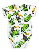 Body dla niemowląt - Niemowlęce body bawełniane z krótkim rękawem w tukany białe Nicol,r.56 - miniaturka - grafika 1