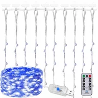 Oświetlenie świąteczne - Lampki Choinkowe 300 Led Niebieskie Druciki Kurtyna Usb Wewnętrzna - miniaturka - grafika 1