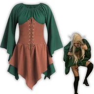 Stroje karnawałowe - Strój Kostium Przebranie Sukienka Elfa Elf Damski Vintage Damska Cosplay Xl/Xxl 170 / 176 Cm (Z Metki Xxl) - miniaturka - grafika 1