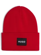 Czapki męskie - HUGO Czapka męska Mężczyźni Sztuczne włókno czerwony jednolity, ONE SIZE - miniaturka - grafika 1
