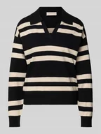 Swetry damskie - Sweter z dzianiny z wykładanym kołnierzem model ‘FLOW’ - miniaturka - grafika 1