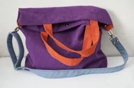 Torebki damskie - Torba hobo XXL - fiolet,pomarańcz,szaroniebieski - miniaturka - grafika 1