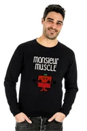 Bluzy męskie - Bluza męska Monsieur Muscle czarna z nadrukiem-XXL - miniaturka - grafika 1