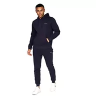 Bluzy męskie - Crosshatch - Męska bluza z kapturem i joggery na co dzień Essential "CHELMERE", Chelmer/granatowy, XXL - miniaturka - grafika 1