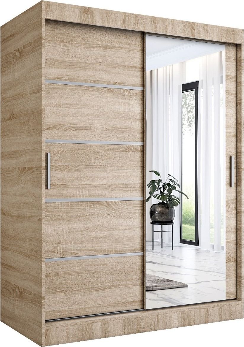 MKPOL Szafa przesuwna MODUO COMFORT 2 150 dąb sonoma z lustrem