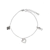 Bransoletki - Srebrna bransoletka 925 serce nieskończoność koniczyna - miniaturka - grafika 1