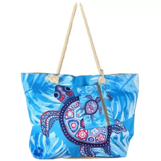 Torebki damskie - SUN & SURF Duża torba plażowa damska z zamkiem błyskawicznym 60 x 40 x 20 cm Lato Plaża Uchwyty na ramię wewnętrzne kieszenie na zamek błyskawiczny, Żółw niebieski, XL, Żółw - grafika 1