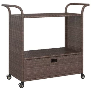 shumee Wózek barowy z szufladą brązowy 100x45x97 cm polirattan - Wózki na żywność - miniaturka - grafika 1