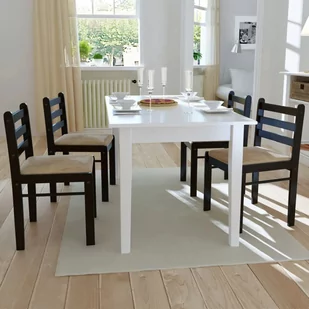 vidaXL Drewniane krzesa do jadalni Brzowe Kwadratowe x4 - Krzesła - miniaturka - grafika 1